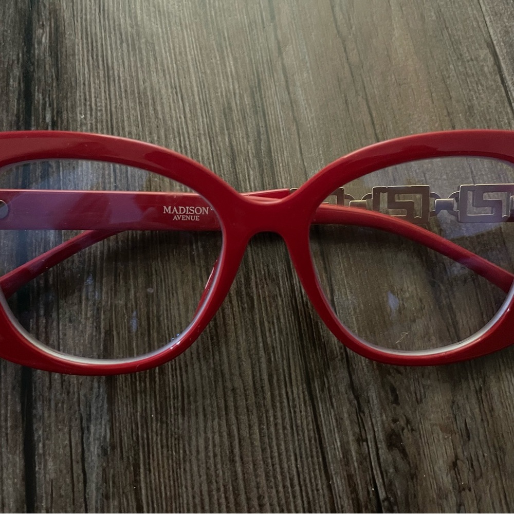MADISON AVENUE Red Blue Light Glasses Oversized Blue Light